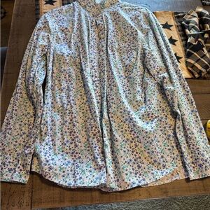 J. Crew Floral Button Down Shirt - Blue and Green